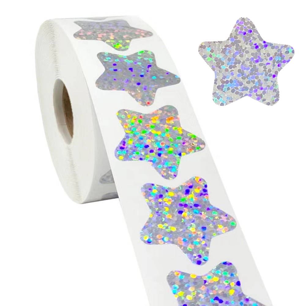  1000 Pcs Holographic Gold Star Stickers Foil Star Stickers  Roll Kids Reward Stickers Self Adhesive Label Stars Glitter Stickers for  Kids Behavior Chart Student Planner School Classroom Home (1.5 Inch) 