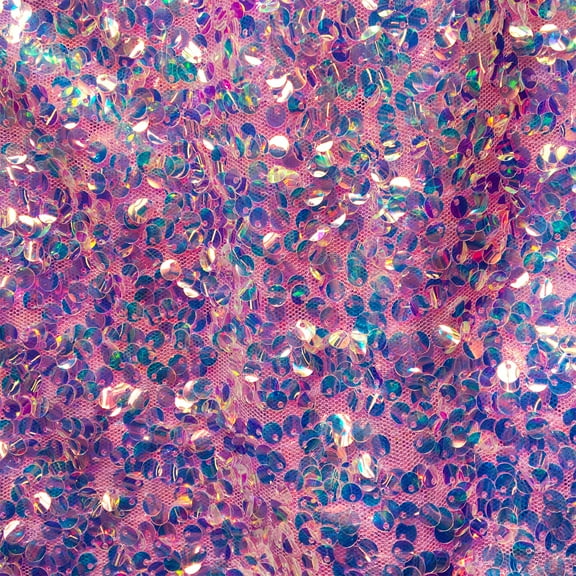 Holographic Glitz Mini Disc Sequins Fabric Fuchsia 56" Wide By The Yard
