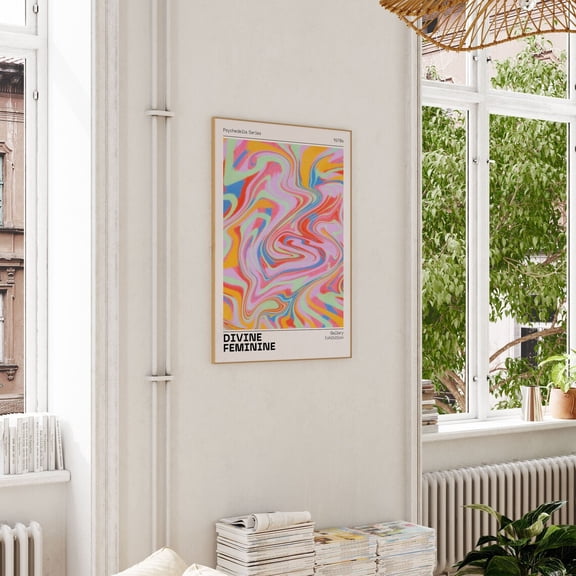 Holographic Gradient Abstract Wall Art Retro Aesthetic Decor, Unframed Paper Print Size 8x12