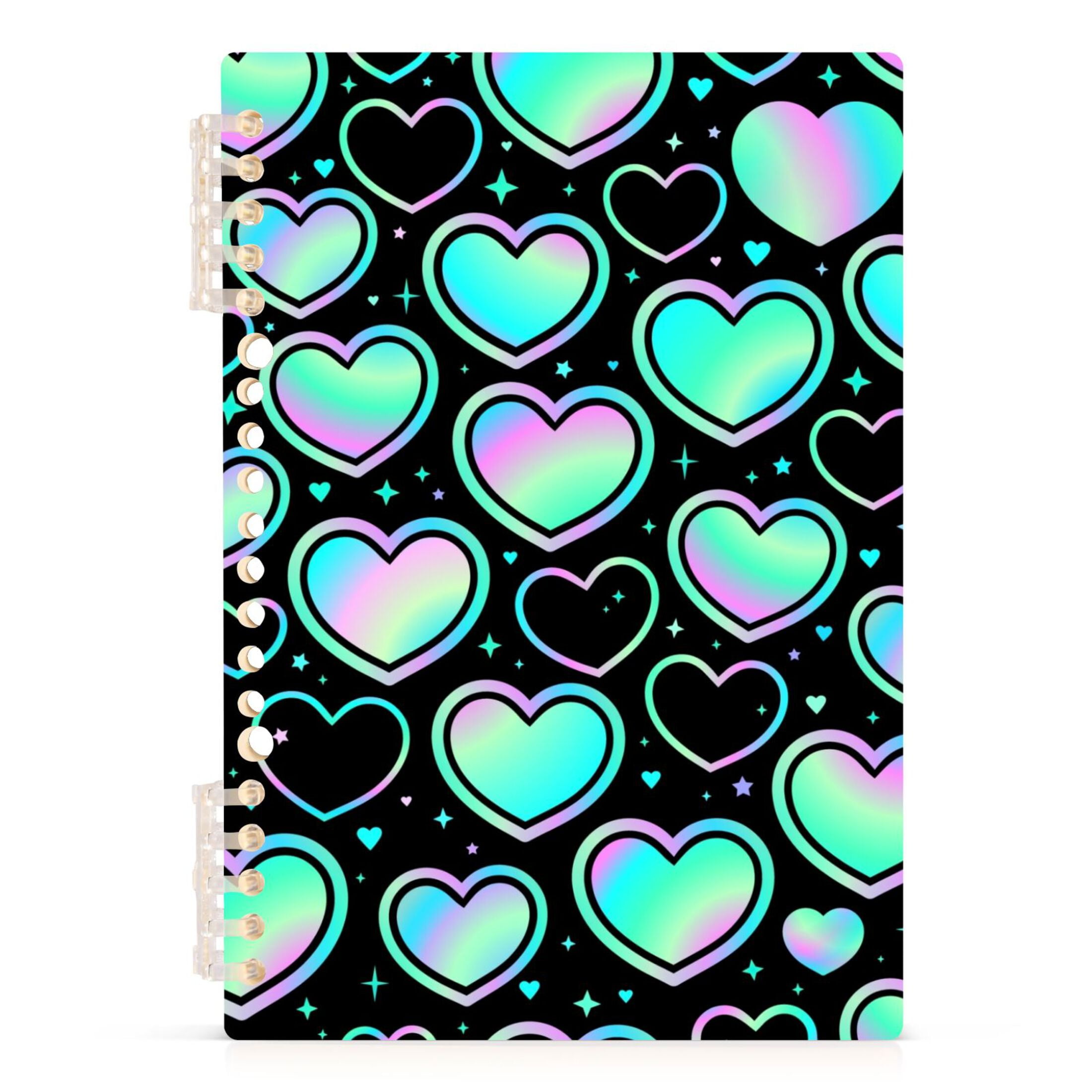Holographic Hearts Spiral Journal Notebook College Ruled Notebook 8.3 ...