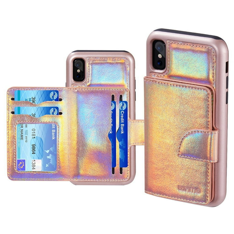 Holographic Hybrid Wallet Case for for iPhone X ,iPhone Xs