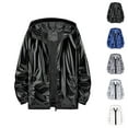 thumbnail image 1 of Holographic Jacket for Men Lightweight Long Sleeve Metallic Shiny Zip Up Hoodie Coat Outerwear with Pockets, 1 of 5
