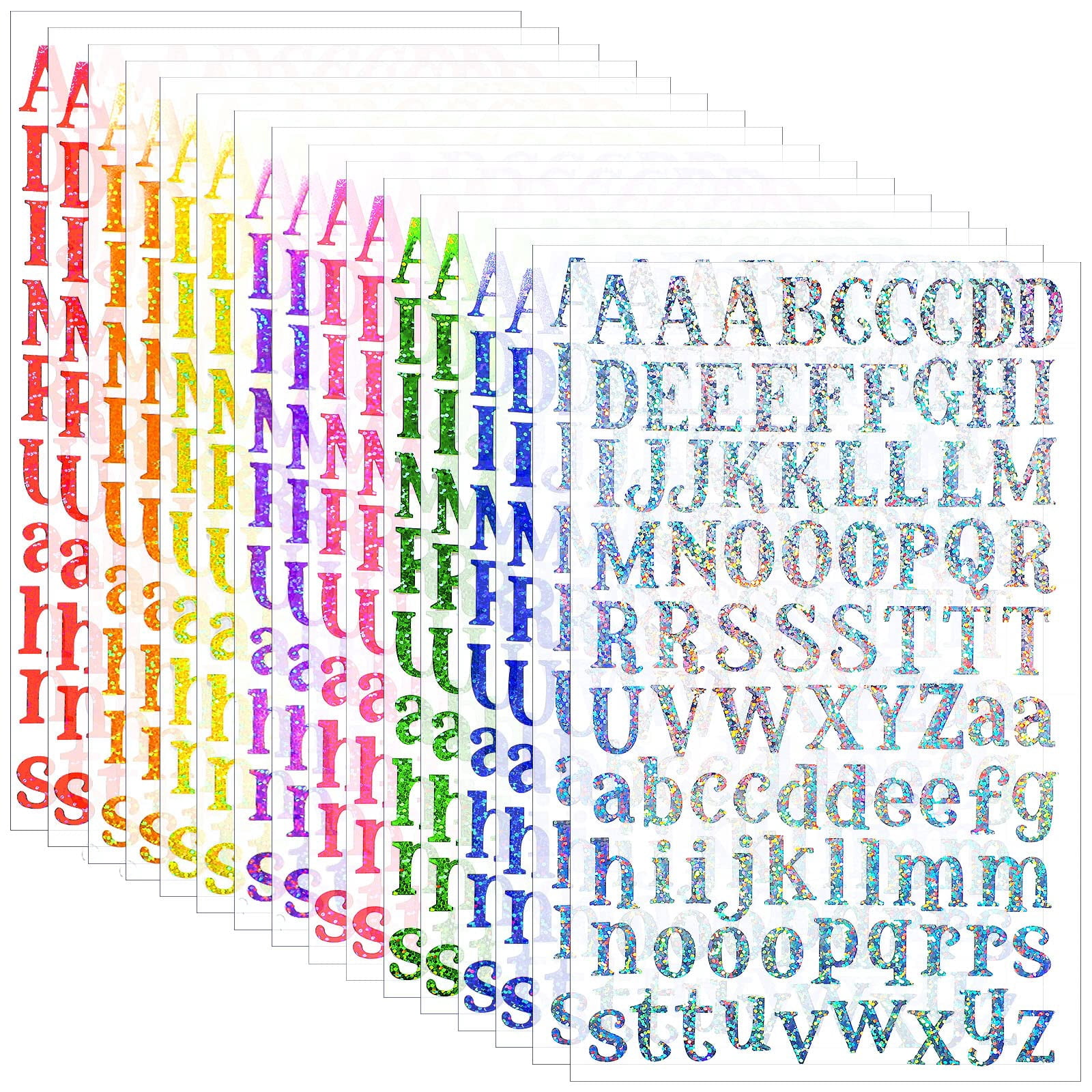 Holographic Laser Letter Stickers, Self Adhesive Glitter Alphabet ...