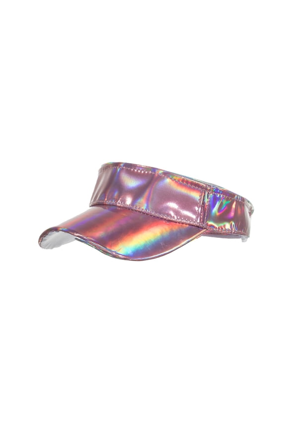 Holographic Laser PU Leather Open Top Sun Visor Hat Womens Metallic Shiny Rave Empty Top Cap Gym
