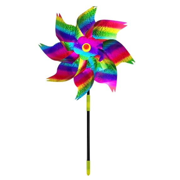 Holographic Laser Reflective Bird Repellent Wind Spinner, Rotating Sparkle Pinwheel Yard Ground Stake for Outdoor Garden Orchard Lawn Bird Deterrent Landscape Decor 21x10 Inch