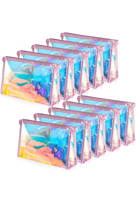 Holographic Makeup Bags, Clear Portable Zippered Toiletry Bag for Bachelorette Valentines Day Gifts Party Favors Waterproof Cosmetic Bags Wedding Gifts for Bride Bridesmaids