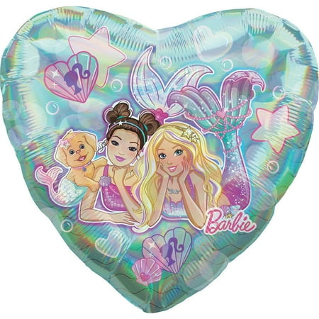 Anagram 39559-01 28" PresNok Mermaid Barbie Heart Foil Balloon, Multicolor