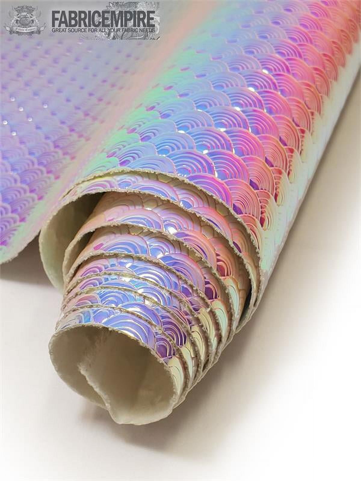 Holographic Mermaid Large Fish Scale Glossy Embossed Vinyl Light Blue / 54" Wide / Sold By The Yard
