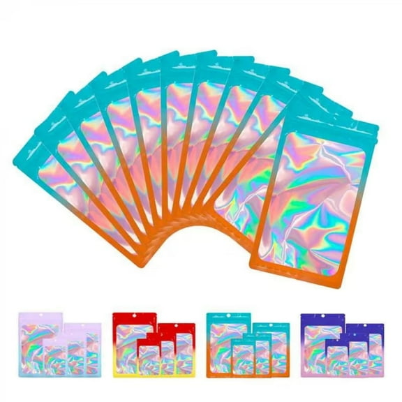 Mstar Packing Holographic Mylar Food Storage Bags, Blue Orange, 4.1" x 5.9", 100 Count, 1 Pack