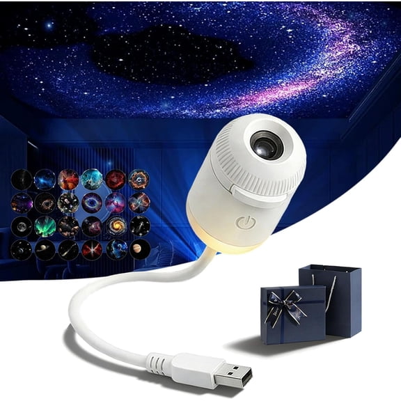 Holographic Night Light Projector, Star Projector Projector 360 Rotatable Ceiling Projector(with 24 Films)