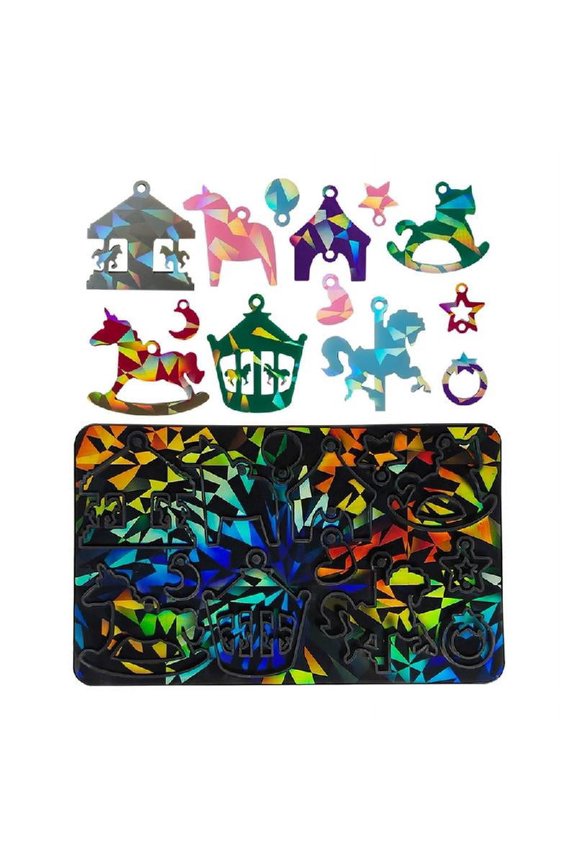 Holographic Pendant Moulds Unique Carousel Mold for Earring Keychain Sparking Merry-Go-Round Charm Resin Molds DIY