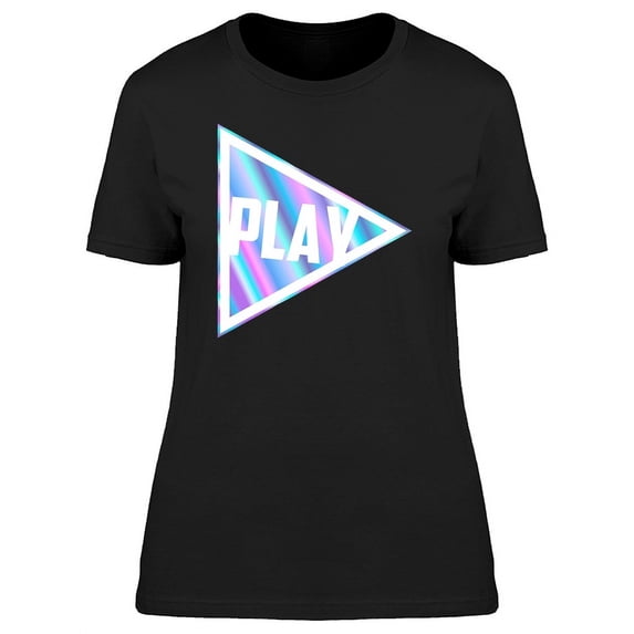 Holographic Play Button T-Shirt Women -Image by Shutterstock, Female Medium