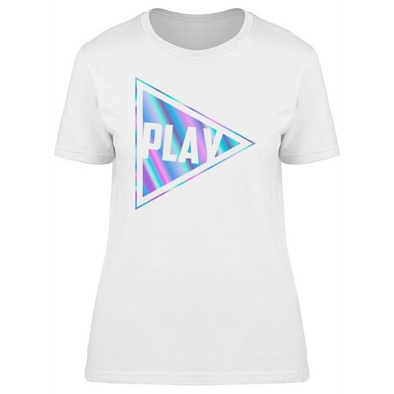 Holographic Play Button T-Shirt Women -Image by Shutterstock, Female Medium