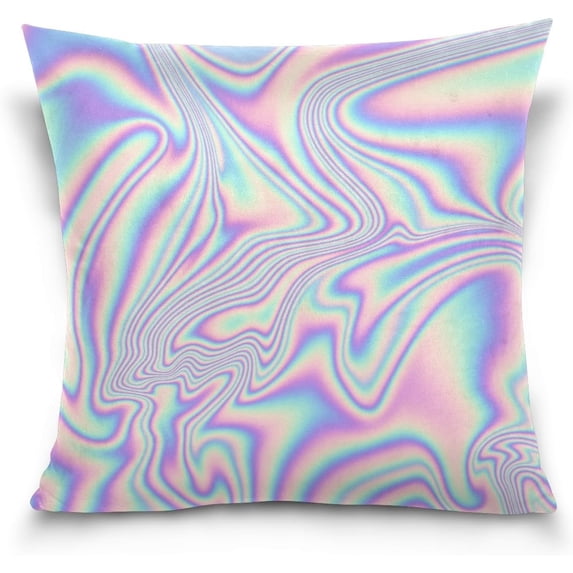 Holographic Printing Velvet Plush Throw Pillow Cushion Case Cover - 18" x 18" - Invisible Zipper Home Decor Floral for Couch Sofa No Pillow Insert