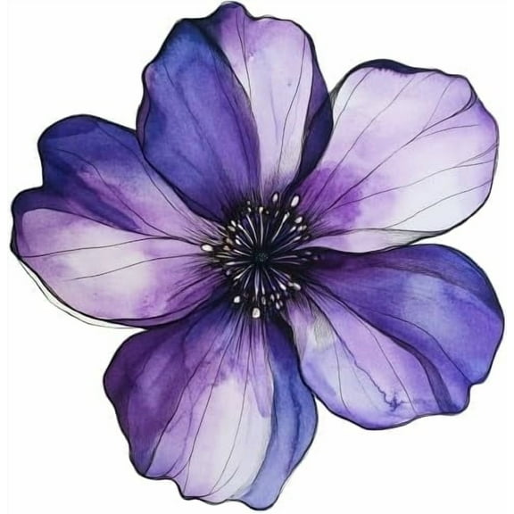 Holographic Purple Flower Car Stickers. Aesthetic Floral Vinyl Decals for Cars, Windows, Bumpers, and More Waterproof, Weather-Resistant, and Easy-to-Apply Shimmering Auto Decorations