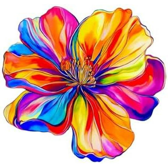 Holographic Rainbow Color Flower Car Stickers. Aesthetic Multicolor Floral Vinyl Decals for Cars, Windows, Bumpers, and More - Waterproof and Easy-to-Apply Shimmering Auto Decorations
