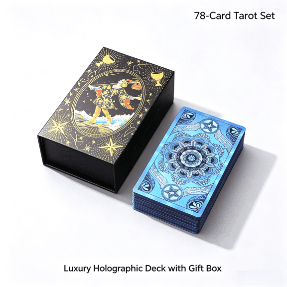 Rider-Waite Tarot Deck, Waterproof Shiny PVC 78 Cards Set with Black Gold Storage Box for Beginners Spiritual Meditation and Holiday Gift