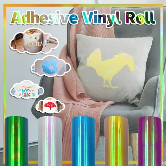 Holographic Self Adhesive Vinyl Roll for Decals, Craft Stickers, and DIY Project Decorations