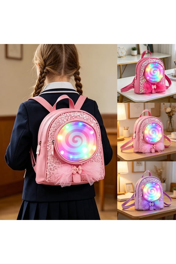 Holographic Sequin Backpack Lightweight Adjustable Straps Multi Color Elementary School Bookbag