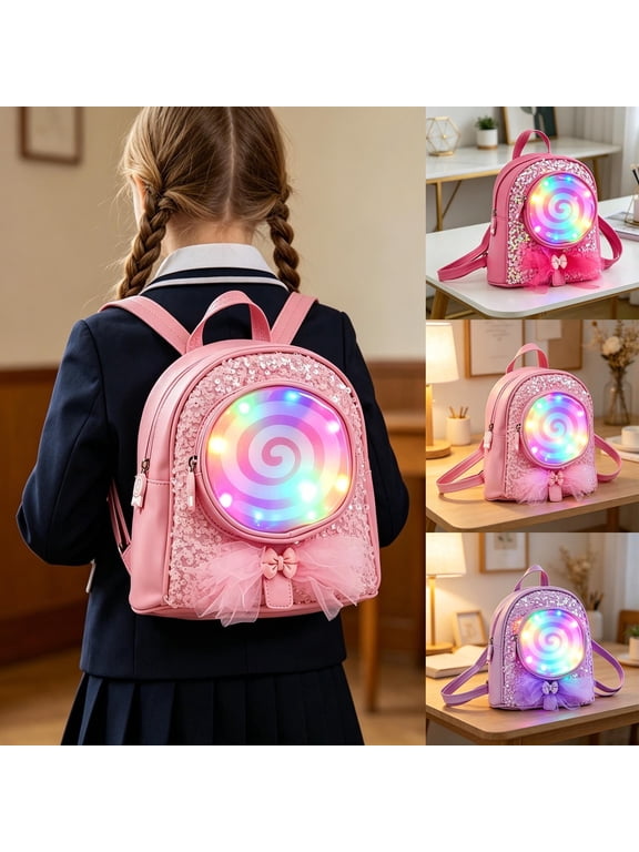 Holographic Sequin Backpack Lightweight Adjustable Straps Multi Color Elementary School Bookbag