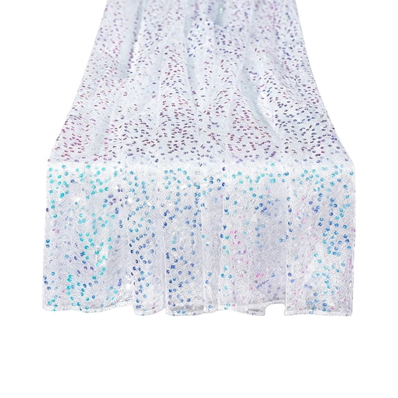 Holographic Sequin Table Runner, Sheer Glitter Mesh and Sparkly Table Decor for Birthday, Bridal Shower, Wedding Party