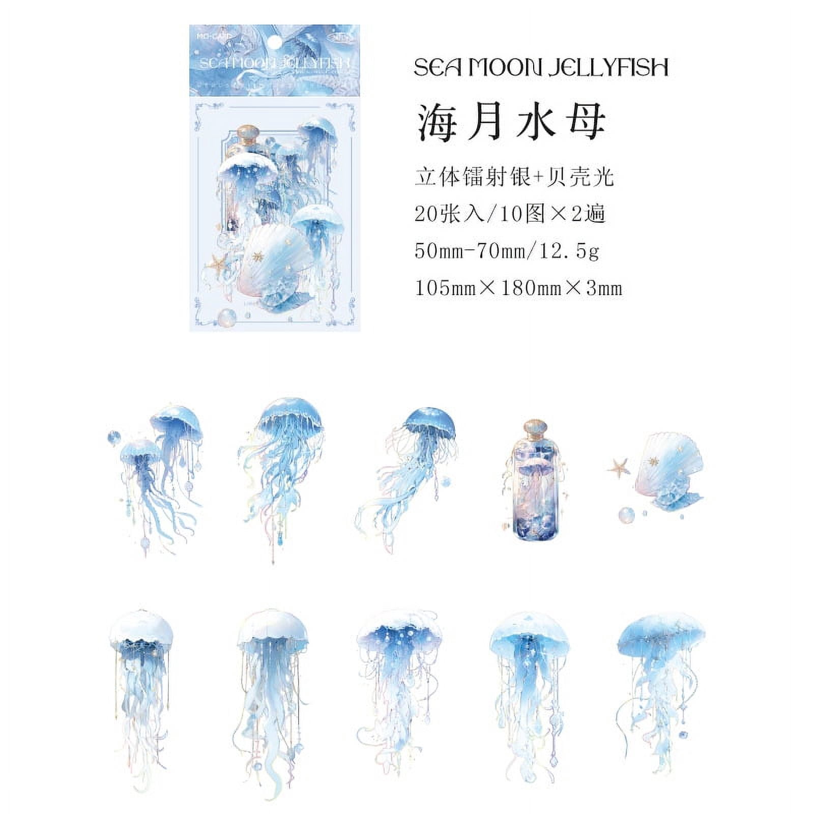 Holographic Silver Jellyfish Stickers Pack - Unbounded Jellyfish Series for DIY Journal Decoration and Collage