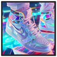 Holographic Sneakers Canvas Urban Art Prints by Notoriart, Black Frame