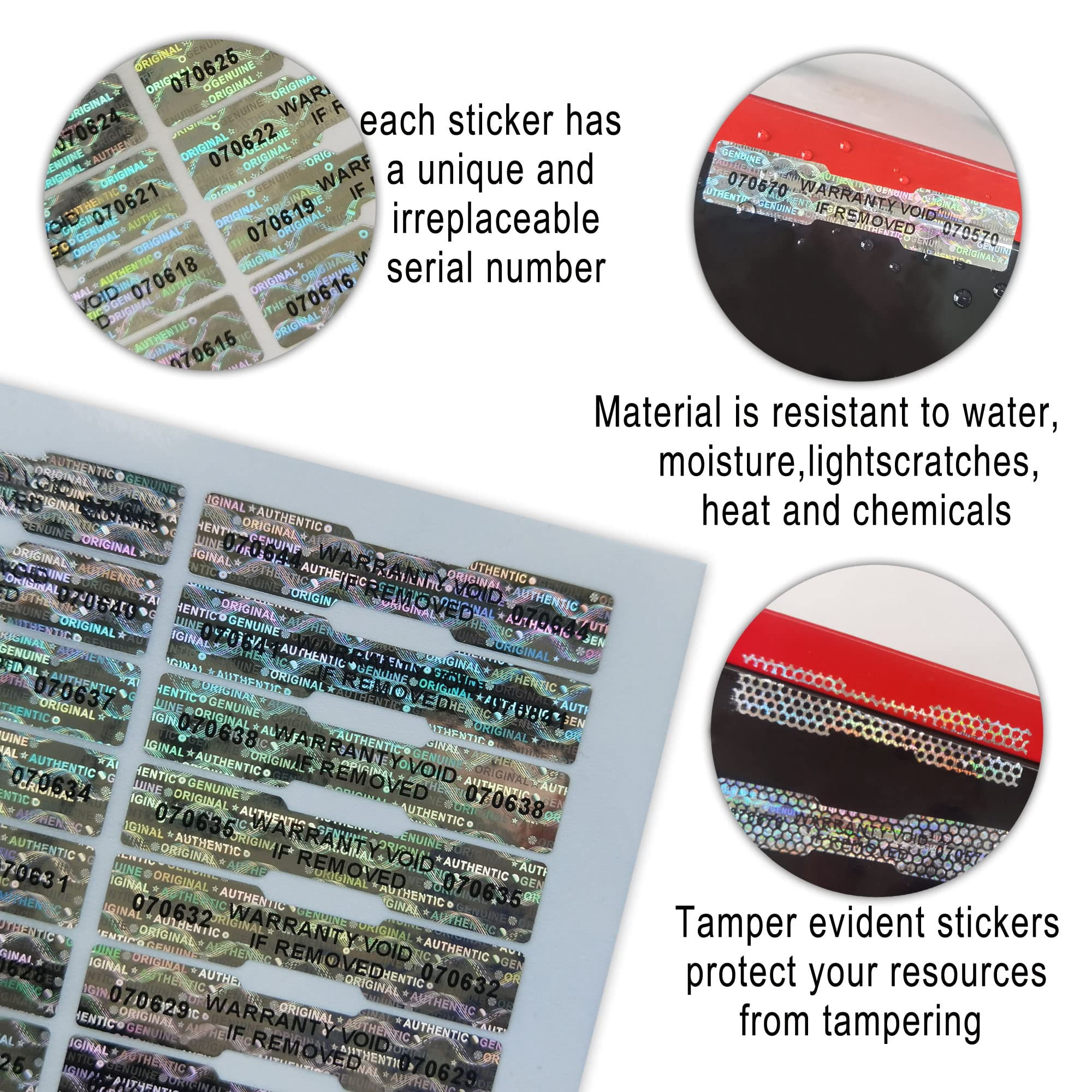 Holographic Tamper Evident Stickers Silver Honeycomb 2x0.4 Unique ...