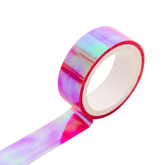 Holographic Tape, Rhythmic Gymnastics Decoration Holographic Prismatic Glitter Tape Hoops Sticker Color Waterproof Tape Sticker (Hot Pink) 0.59" x 16.4 Ft