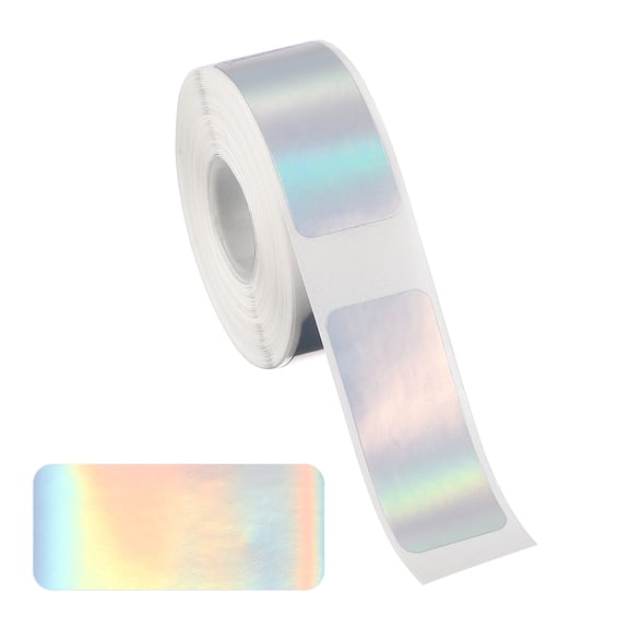 Holographic Thermal Label Stickers, 1.2x0.6" Holographic Thermal Label Self Adhesive 230 Tape/Roll for Name Tag, Silver