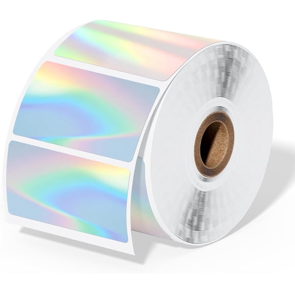 Holographic Thermal Label Stickers, Printable Rnbow Glitter Thermal Printer Sticker Labels for Christmas Gift Wrapping, Self-Adhesive Name Price Labels DIY Custom Logo Designs-style2