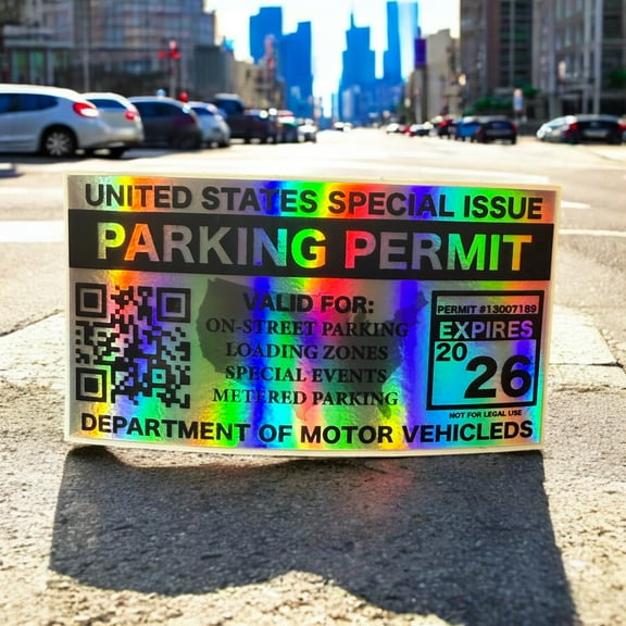 Holographic Vinyl Decal United States Parking Permit Car Vinyl Funny Sticker