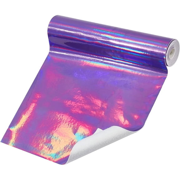 Holographic Vinyl Fabric Magenta Laser Faux Leather Sheets Rolls for Sewing Clothing 8x 47inch
