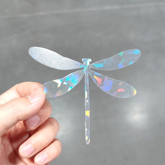 Holographic Window Decals for Bird Strikes - Glass Reminder Anti-Collision Self-Adhesive Stickers - Avoid Birds Hitting Windows, Dragonfly, 24 Pieces