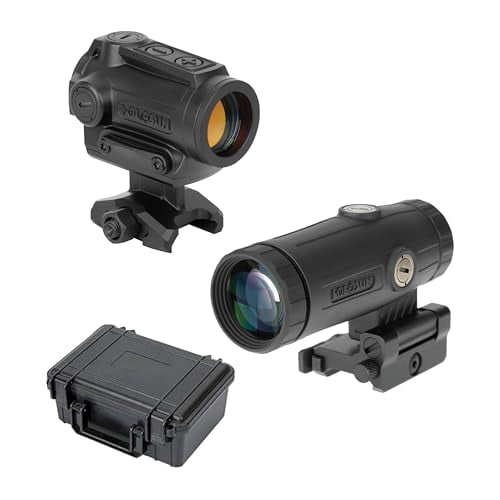 Holosun ARO Red 2MOA Dot Reflex Sight & HM3X3x Magnifier Combo, Shake Awake, Solar Failsafe, 7075 Aluminum, Hard Case Included (ARO-RD2-HM3X)