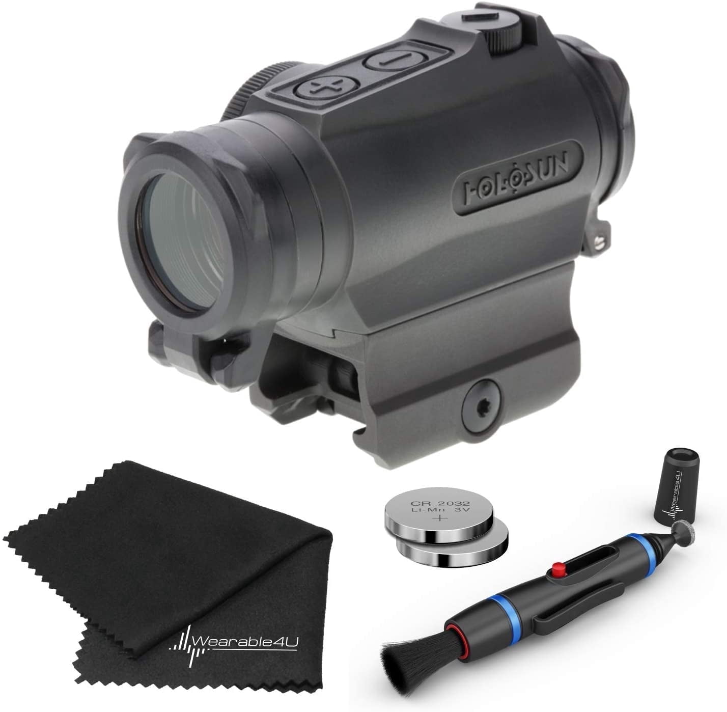 Holosun Green Circle Dot Sight with Wearable4U Lens Cleaning Pen and Lens Cleaning Cloth Bundle