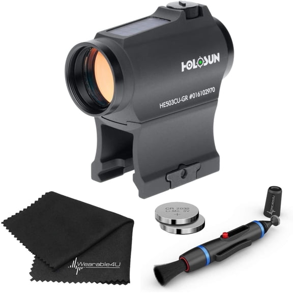 Holosun HE503CU-GR Elite Sight with Wearable4U Lens Cleaning Pen and Lens Cleaning Cloth Bundle
