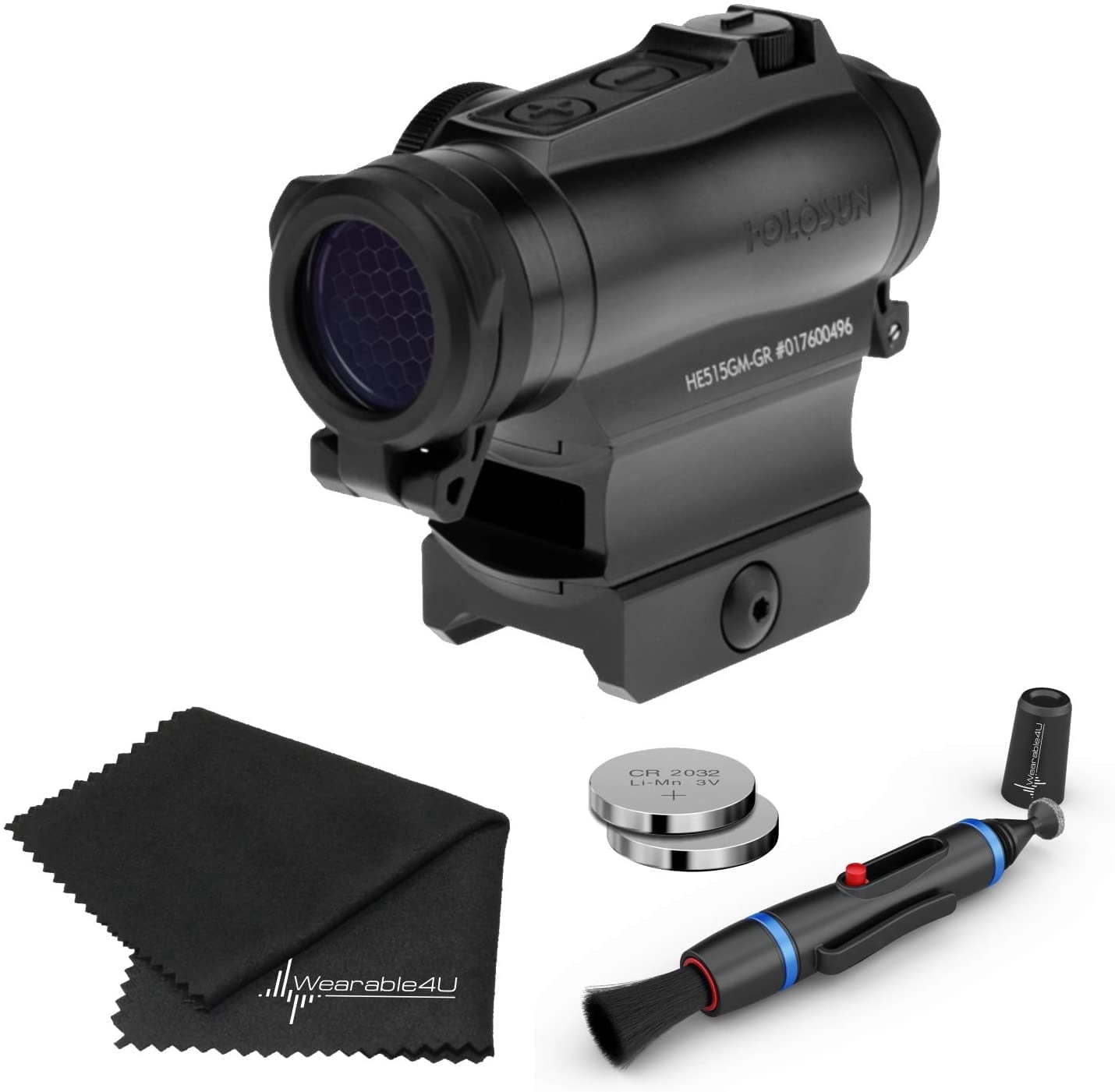Holosun HE515GM-GR Elite Green LED Circle Sight with Wearable4U Lens Cleaning Pen and Lens Cleaning Cloth