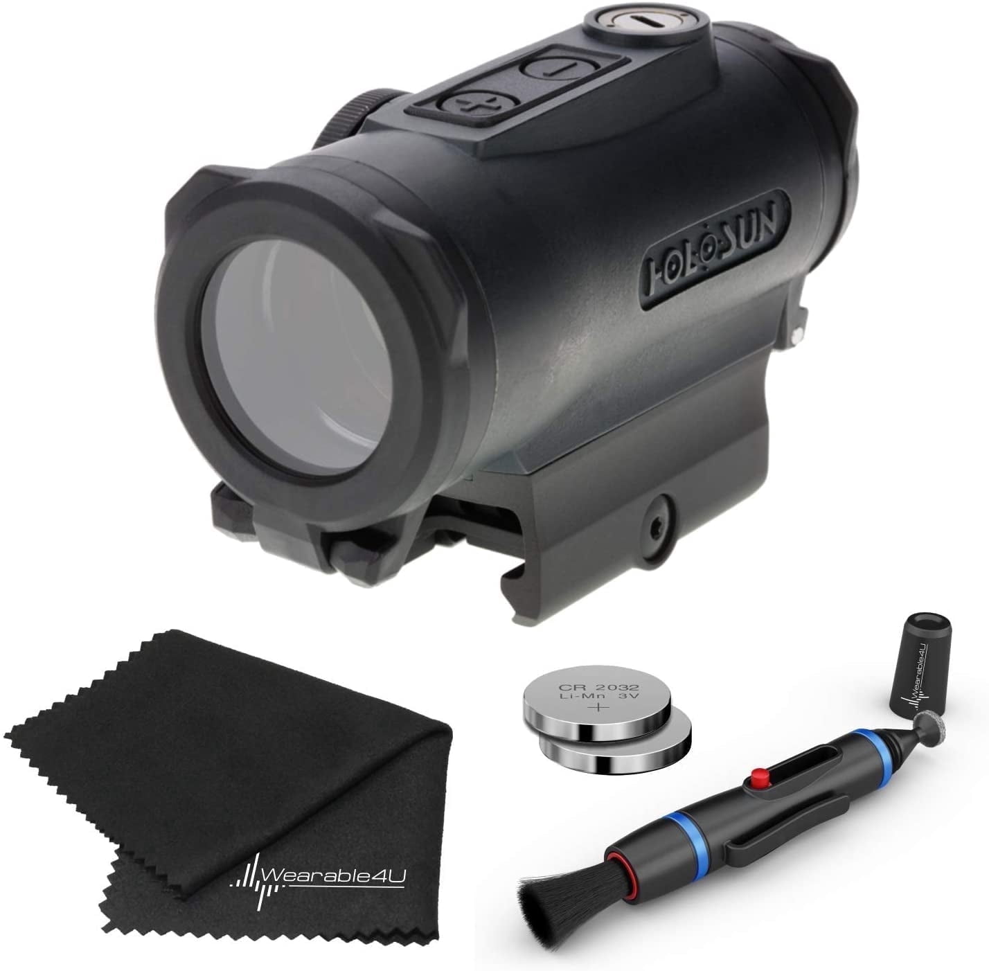 Holosun HE530G-RD Elite Red Dot Reticle Sight with Wearable4U Lens Cleaning Pen and Lens Cleaning Cloth Bundle