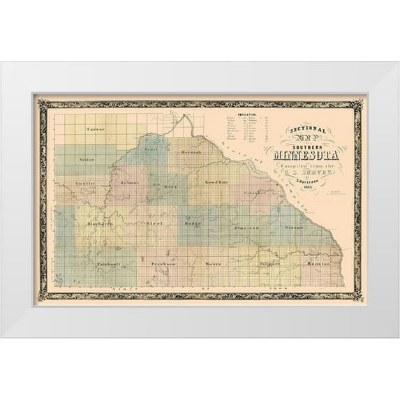 Holsteen 24x17 White Modern Wood Framed Museum Art Print Titled - Minnesota - Holsteen 1855