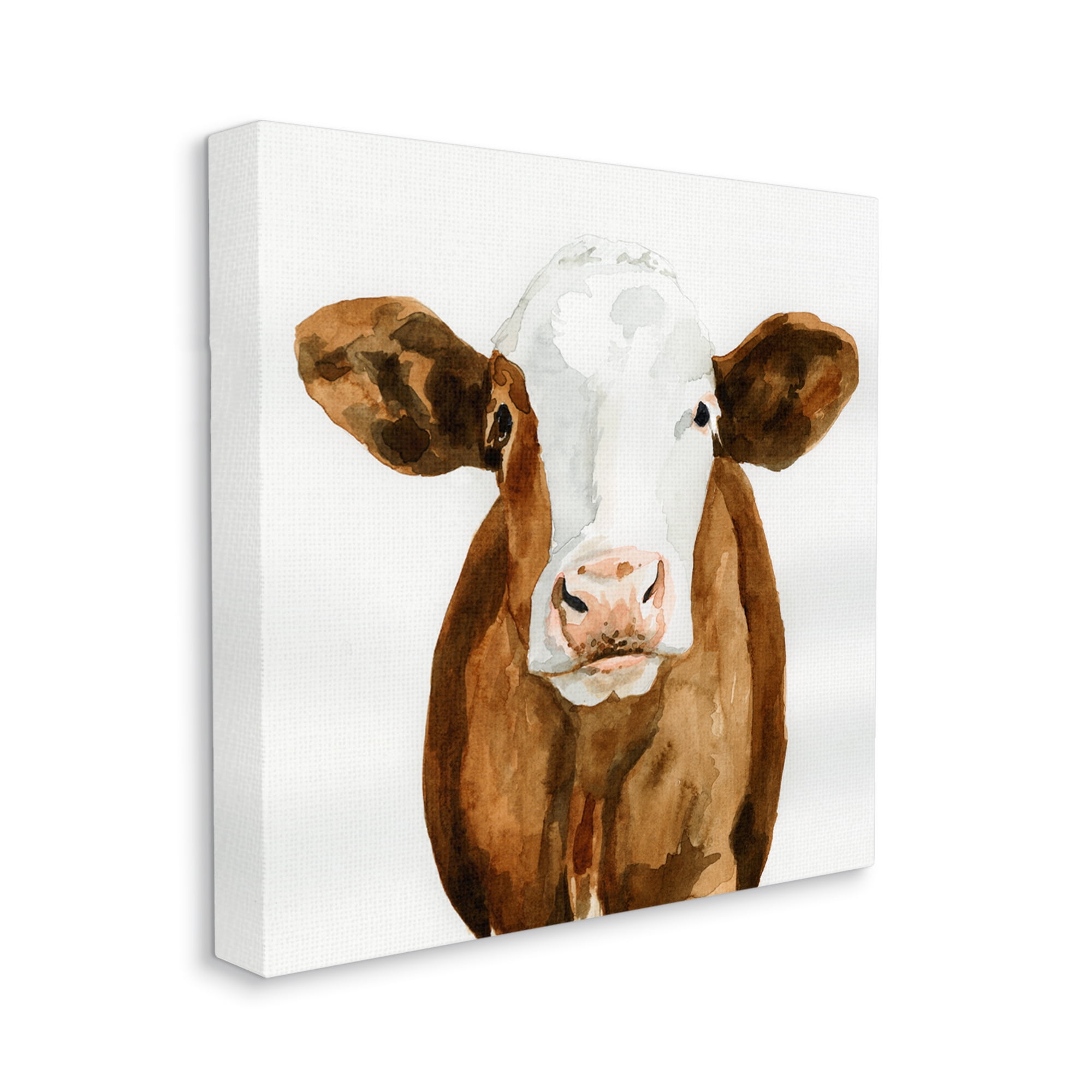 Holstein Country Cow Minimal Cattle Portrait Animals & Insects Gallery-Wrapped Canvas Print Wall Art, 17x17