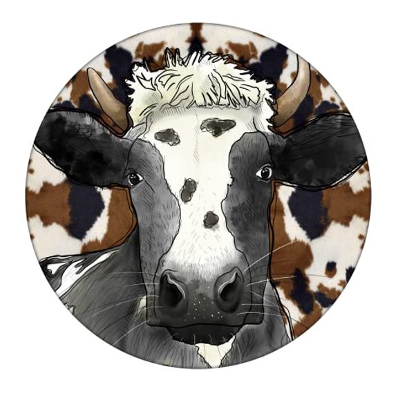 Holstein Cow Black and White Cow Ceramic Car Coaster Set for Women Man 2.56" (2 Pack)