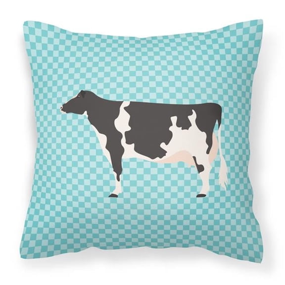 Holstein Cow Blue Check Fabric Decorative Pillow - 18 x 18 in.