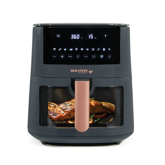 Holstein Housewares 7.6QT DIGITAL AIR FRYER ROSE GOLD – Large Capacity, LED Touchscreen, Viewing Window, 11 Presets, Preheat & Keep Warm Functions, Hot Air Technology for Healthier Cooking