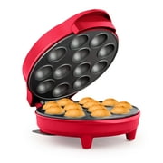 Holstein Housewares 12-Count Cakepop Maker, with Non-Stick Plates & Indicator Lights – Bakes 12 Sweet or Savory Pops Fast, Perfect for Birthday Treats & Holiday Party Snacks, Red