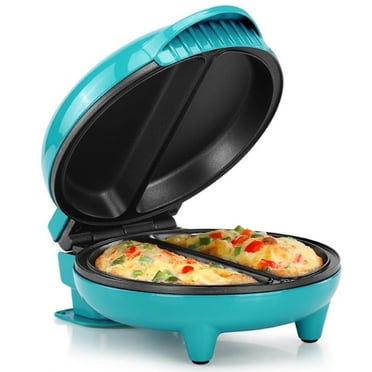 Holstein Housewares 2-Section Non-Stick Omelet Maker, Teal Stainless Steel, Easy Breakfast meals, pancakes, frittatas