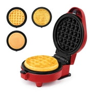 Holstein Housewares 3-IN-1 PERSONAL MAKER   Includes 6 Interchangeable Plates Waffle, Grill, Flat, Compact Design, Non-Stick Coating, Preheat Indicator Light