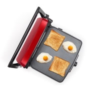Holstein Housewares 4-Slice Electric Griddle with Adjustable Temperature Control, Cool-Touch Handle, Non-Stick Surface, Indicator Lights, and Spacious Cooking Area   Ideal for Pancakes, Eggs, More,