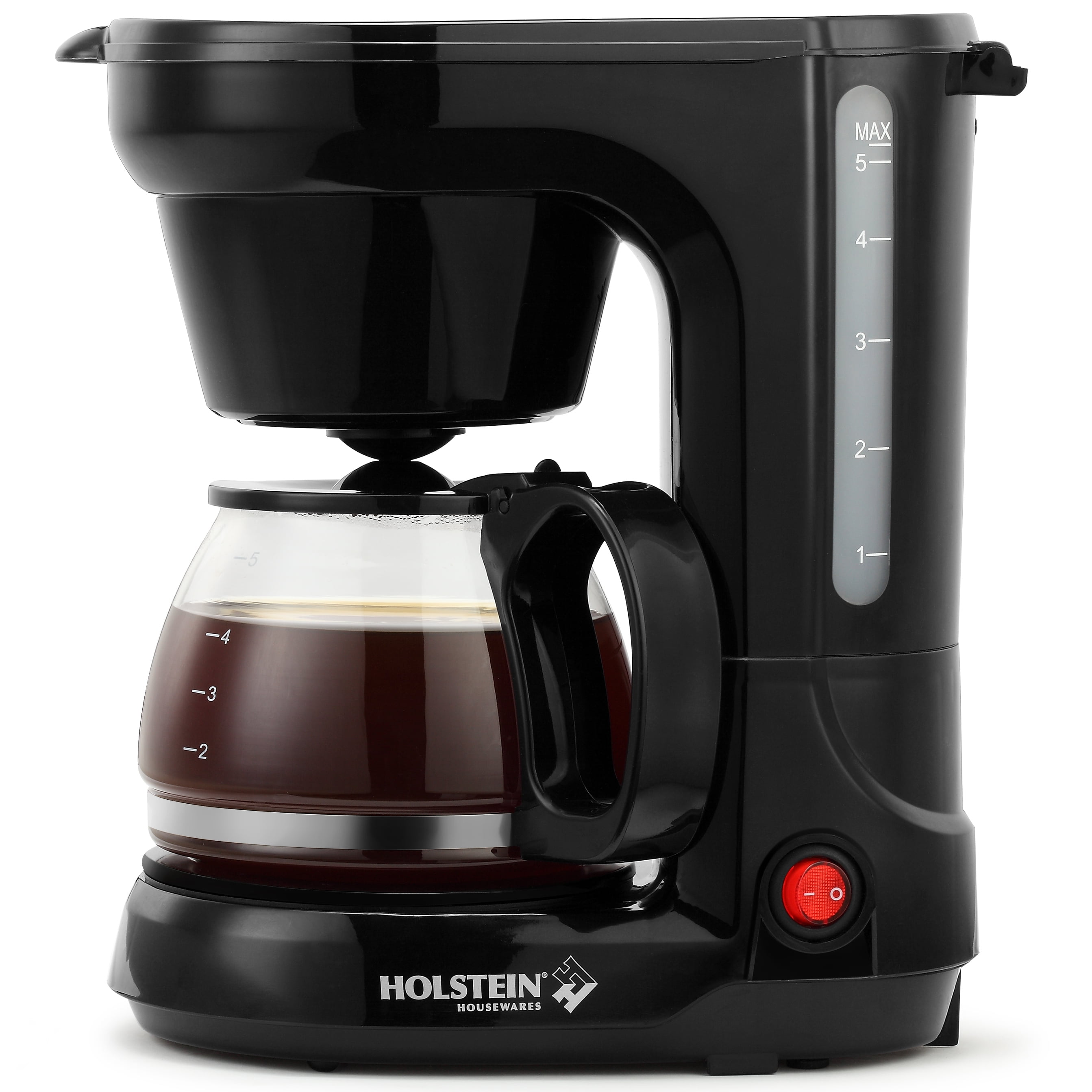 Holstein Housewares 5-CUP Coffee Maker - Space-Saving Design, Auto Pause  and Serve, and Removable Filter Basket for Fresh and Rich-Tasting Coffee -  RED 