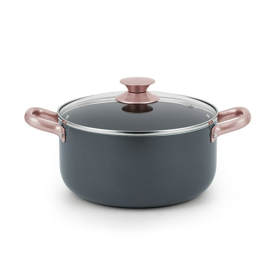 Holstein Housewares 5 QT CERAMIC NON-STICK CASSEROLE Family Size, Induction Compatible, Non-Stick Ceramic Coating, Glass Lid, Modern Durable Design